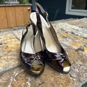 Stuart Weitzman tortoise Peep-Toe vintage Slingback Heels